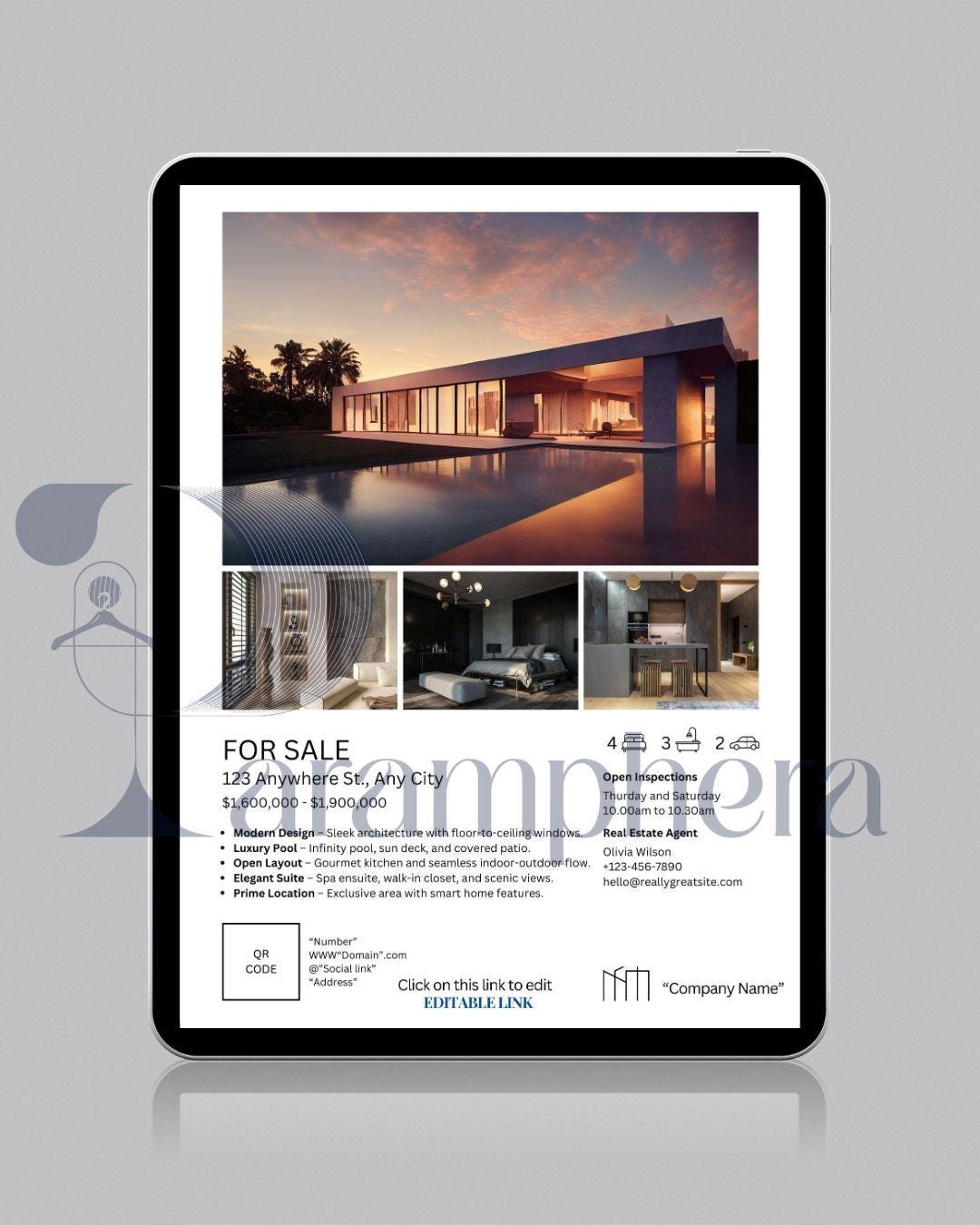 Editable Real Estate Flyer Template – Realtor Property Listing Brochure – Open House Canva Template – Real Estate Marketing Printable