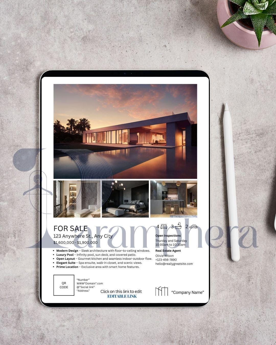 Editable Real Estate Flyer Template – Realtor Property Listing Brochure – Open House Canva Template – Real Estate Marketing Printable